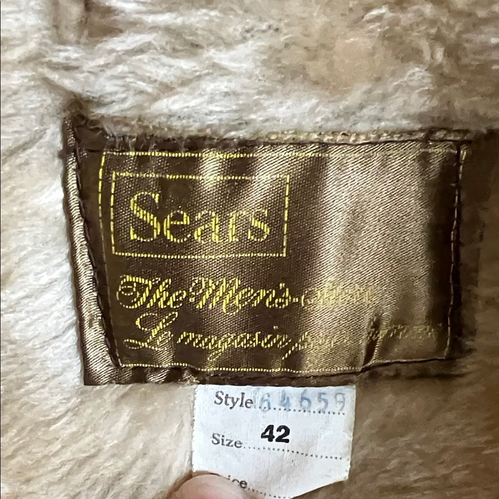 Sears Brown Suede Coat with Cream Shearling - Picture 2 of 8